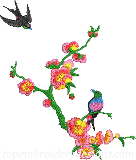 beautiful flowers birds